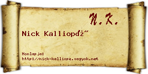 Nick Kalliopé névjegykártya